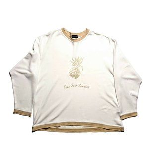 Vintage Yves Saint Laurent 1990s Pineapple Spellout Sweatshirt - White/Gold XL